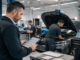 Dealership lead reviewing qualified automotive tech resumes.